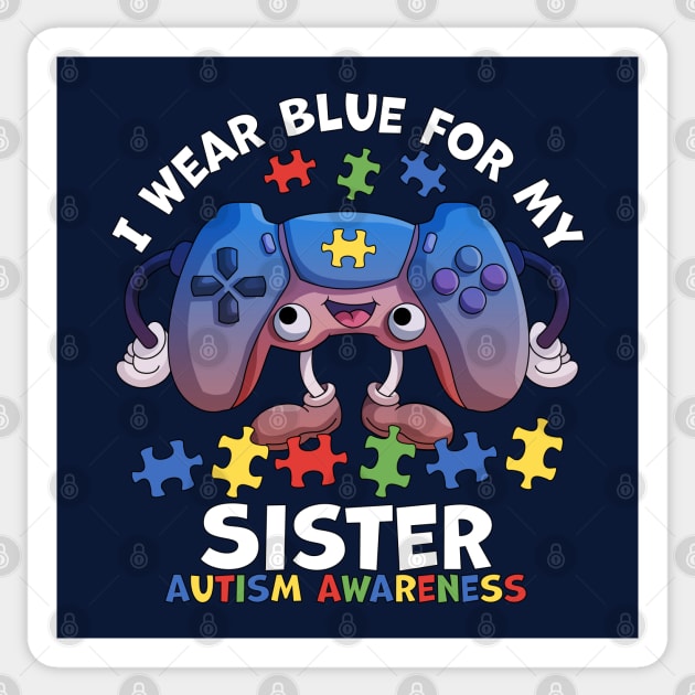 I Wear Blue For My Sister Autism Awareness Gaming Sticker by OrangeMonkeyArt